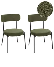 Set of 2 Dining Chairs ALLISON Boucle Dark Green_929071