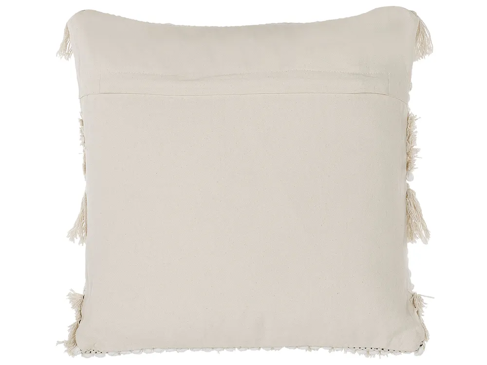 Dekokissen 2er Set VILLUR 45 x 45 cm Baumwolle Beige Streifenmuster_768903