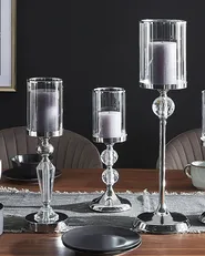 Kerzenständer BONAO 42 cm Glas Silber_790571