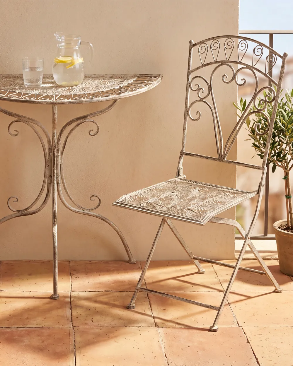 Gartenstuhl 2er Set NURRA klappbar Metall Grau
