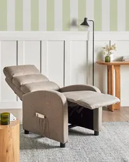 Fernsehsessel OTUS mit Fußstütze Stoff Taupe_1003309