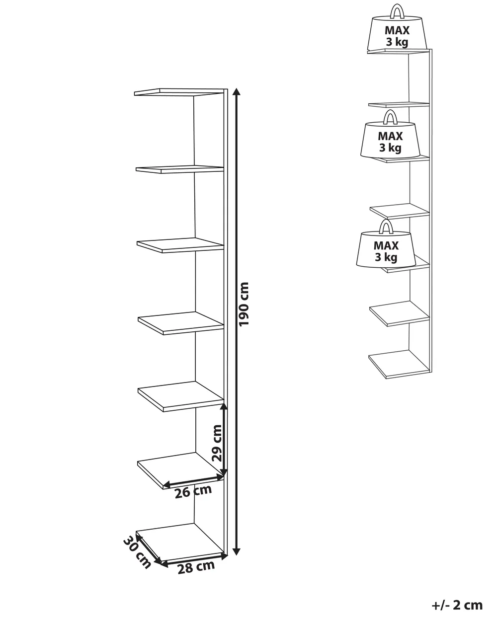 Wall Bookshelf ESTON 190 cm Light Brown_955809