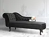 Linksseitige Chaiselongue NIMES Samtstoff Schwarz