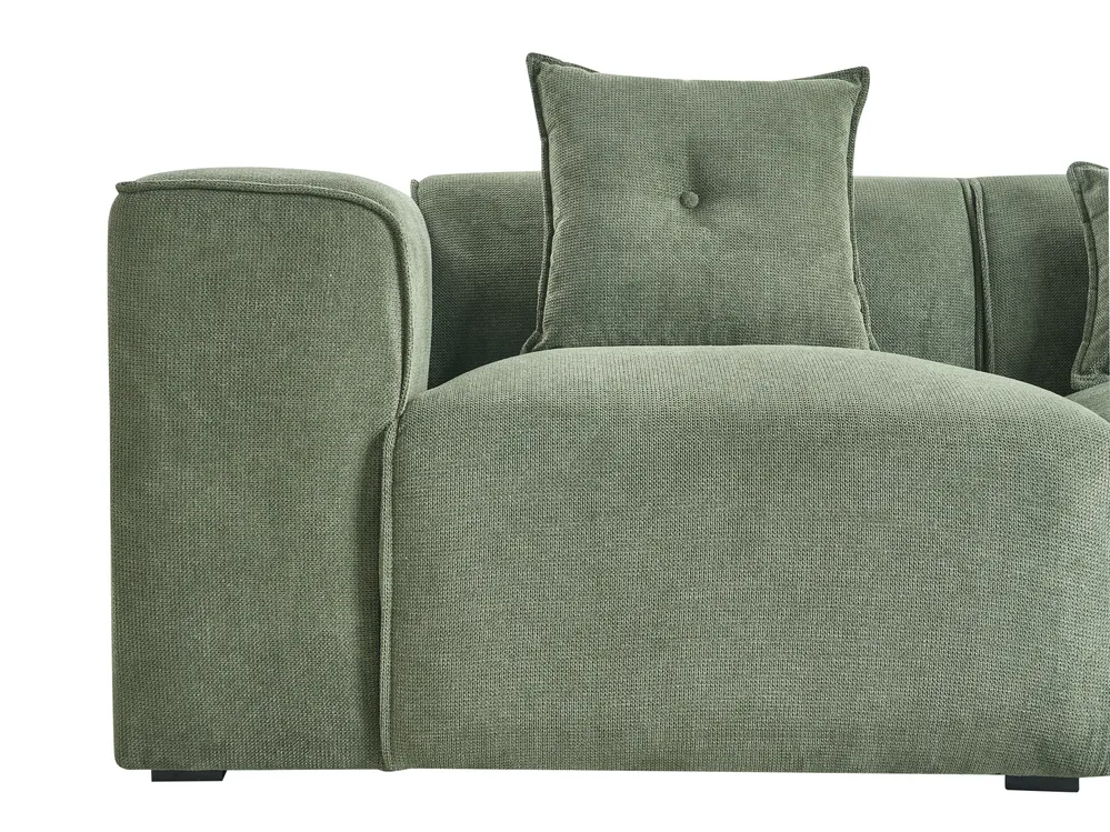 Ecksofa 3-Sitzer DOLVA Chenillegewebe Dunkelgrün linksseitig_918921