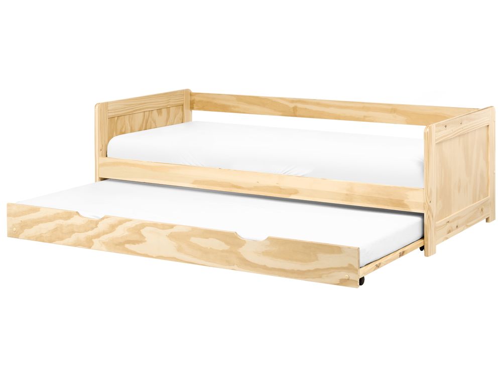 Onderschuifbed Dennenhout GRAVELINES 90 x 200 cm Lichtbruin