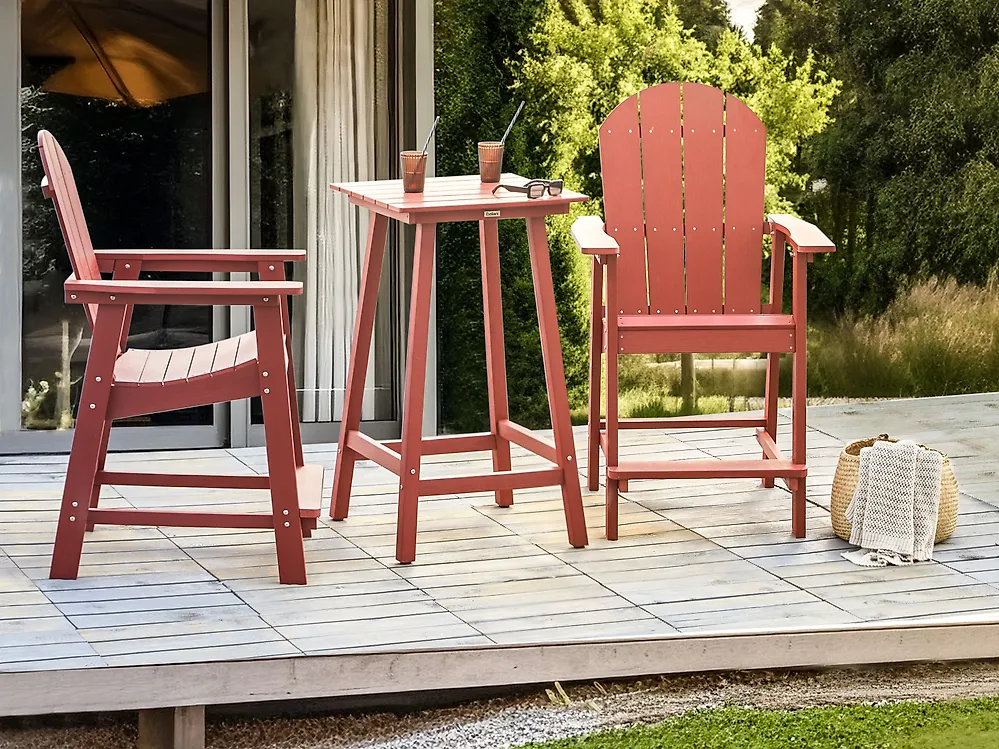 Garden Bar Table ADIRONDACK 60 cm 59 cm Synthetic Material Red_1178930