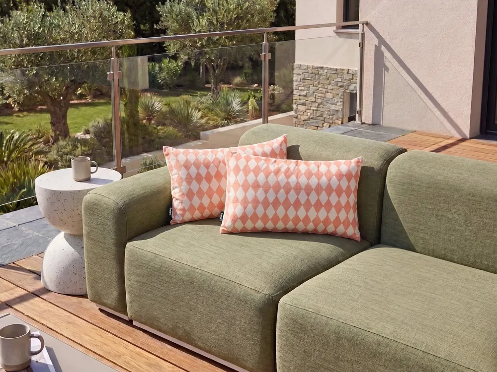 Gartenkissen 2er Set GREVILLEA Kariertes Muster 30 x 50 cm Hellrot
