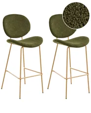 Set mit 2 Barstühlen LUANA Bouclé Dunkelgrün_1026943