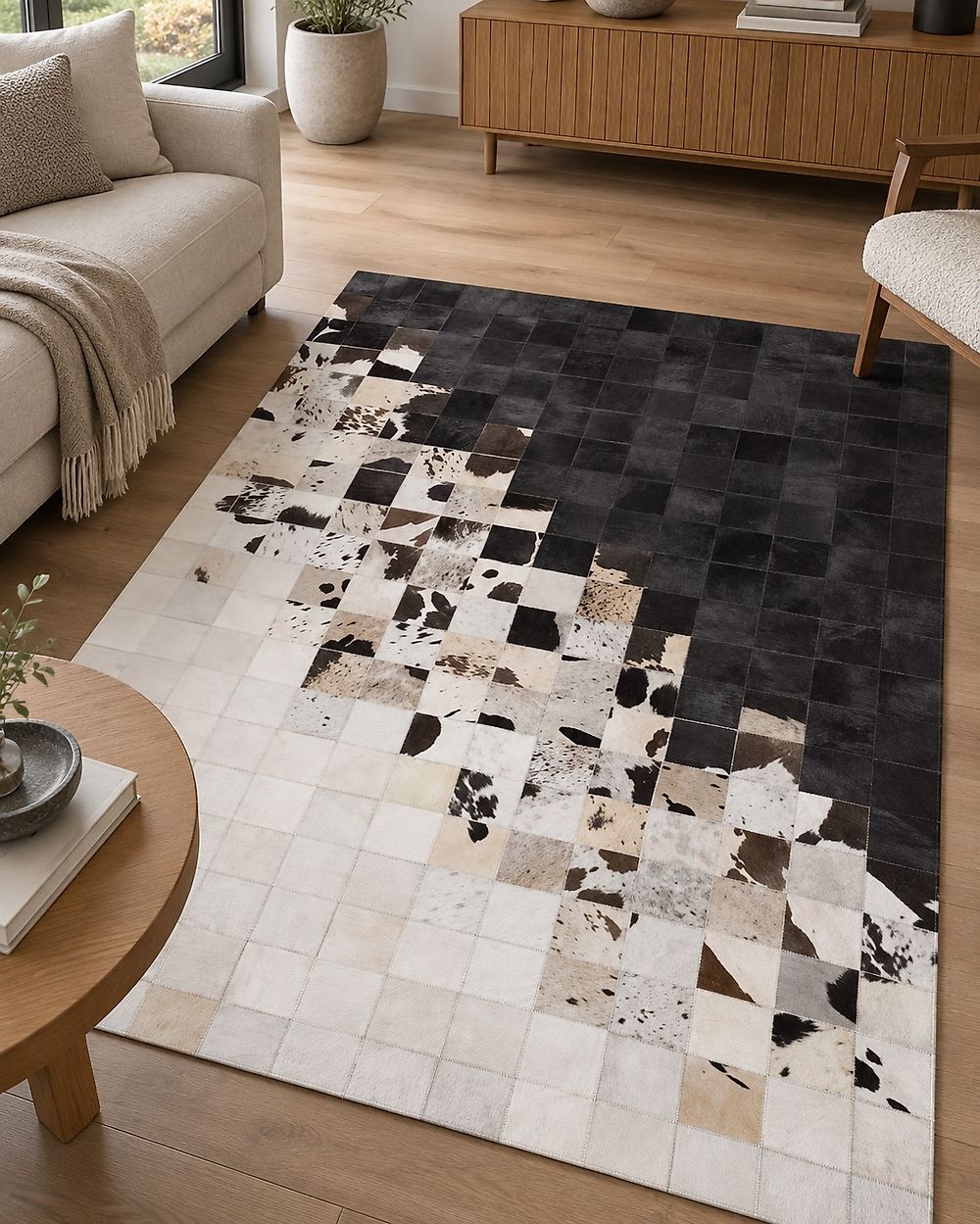 Rug KEMAH Black 140 x 200 cm Leather