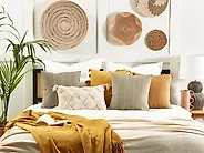 Dekokissen 2er Set SENECIO 45 x 45 cm Baumwolle Beige Geometrisches Muster_1183584