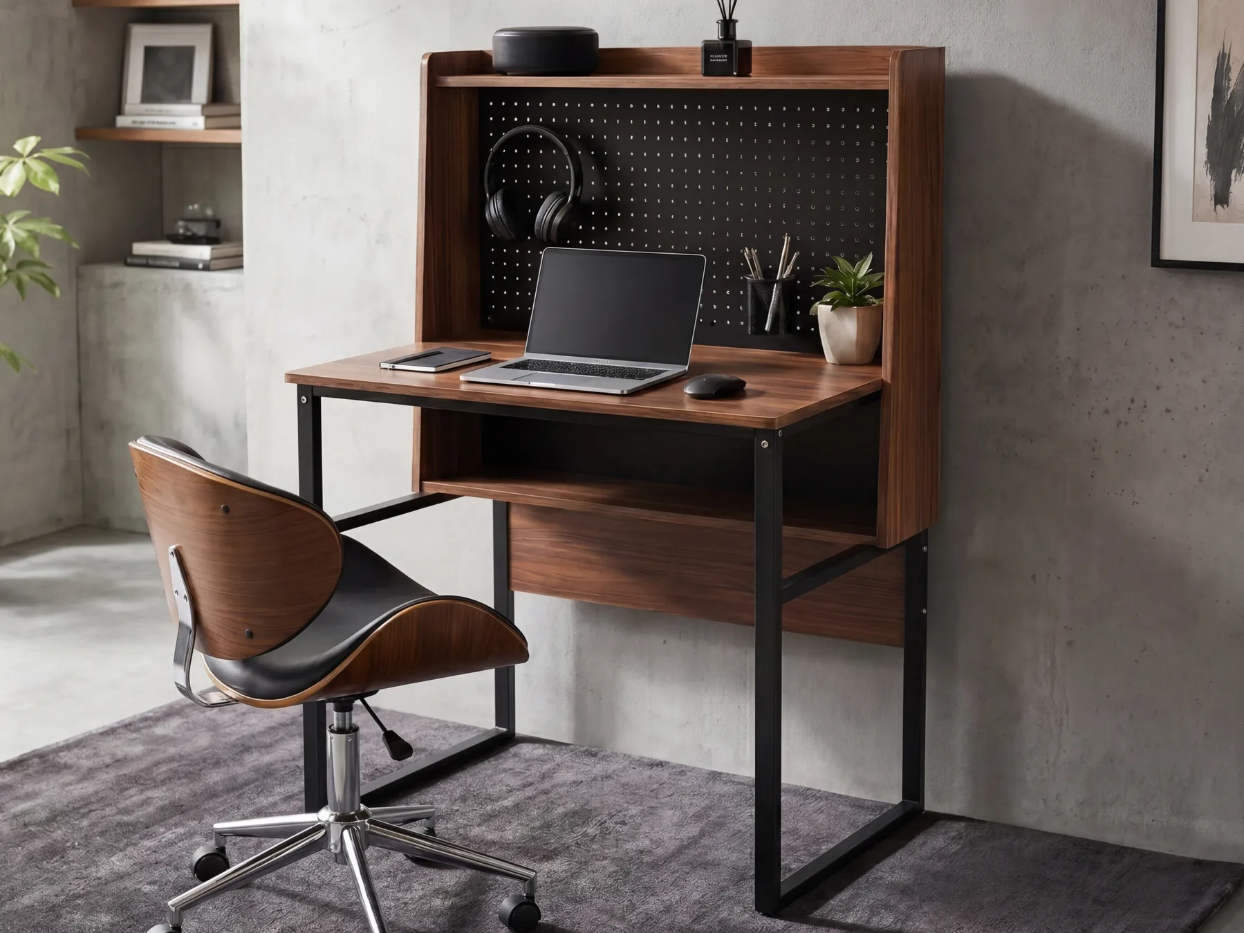 Schreibtisch mit Memoboard BUXTON 84 cm 48 cm Dunkelbraun_1054033