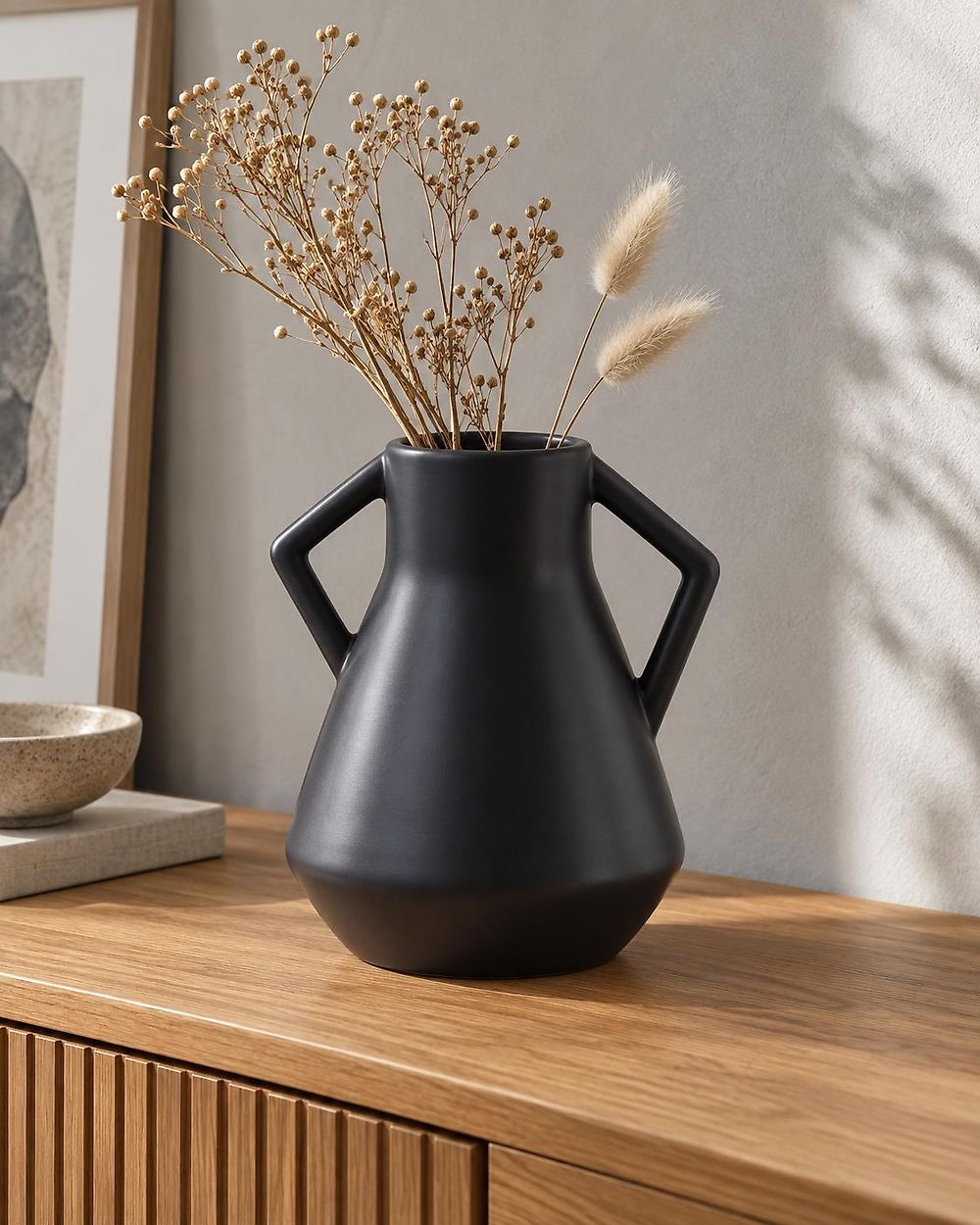 Bloemenvaas FERMI 20 cm Keramiek Zwart