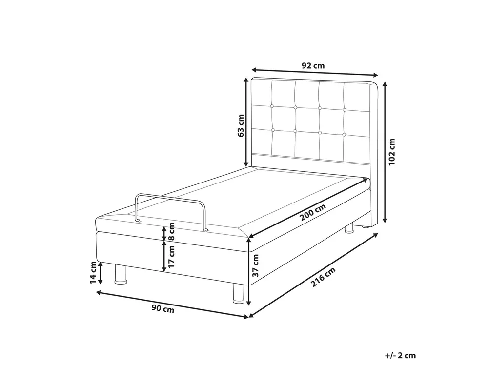 Bett verstellbar Bouclé DUKE 90 x 200 cm Cremeweiß_1011441