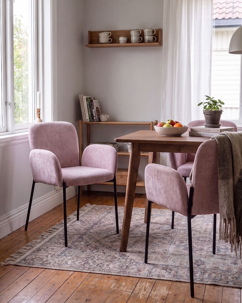 Set of 2 Dining Chairs ALBEE Fabric Pink