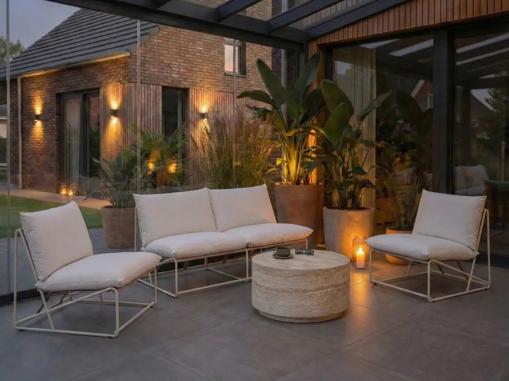 Garden Sofa Set 4 Seater PICO Metal Light Beige_1049211