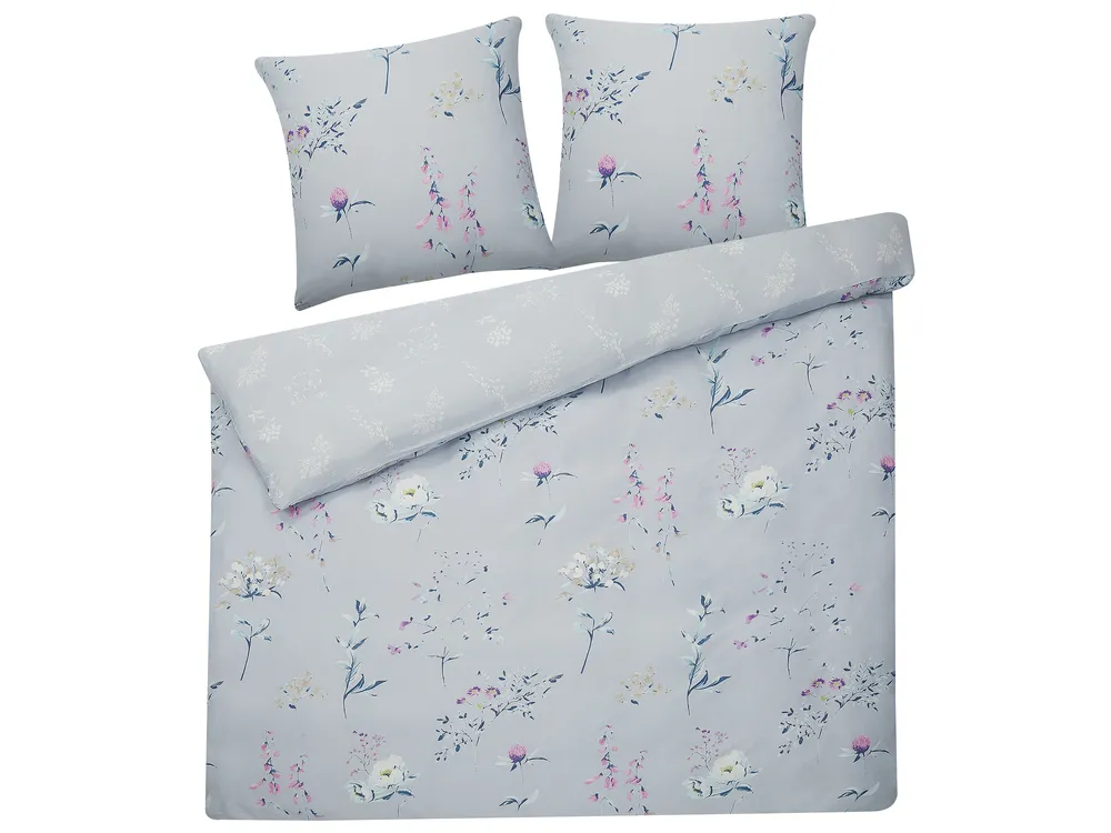 Duvet Cover Set EVERGREEN 220 x 240 cm Sateen Cotton Light Blue_815218