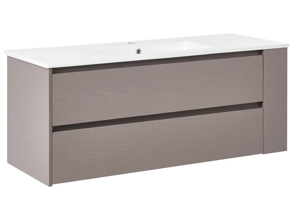 Wandmontierter Waschbeckenunterschrank mit Waschbecken MANCORA Taupe