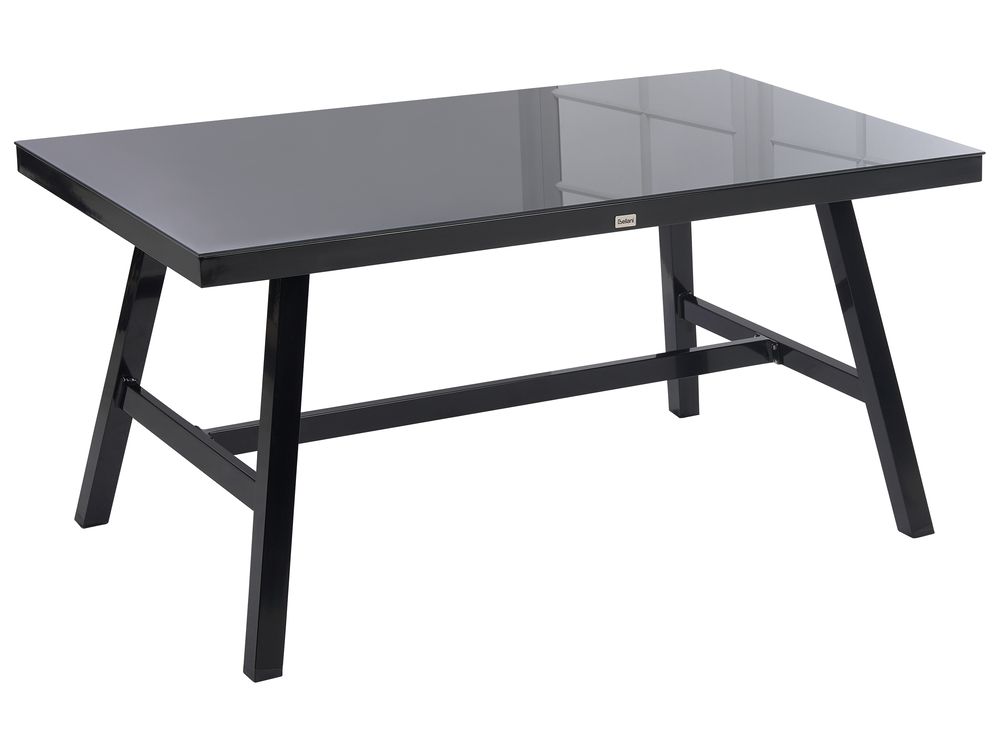 Garden Dining Table CANETTO 150 cm 90 cm Glass Black