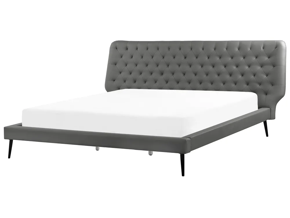 Bett mit Lattenrost Kunstleder ESSONNE 180 x 200 cm Grau