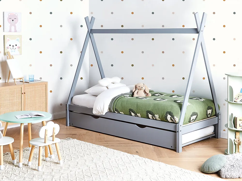 Kids Trundle Bed Pine Wood TALMONTIERS 90 x 200 cm (EU Single) Grey_1172527