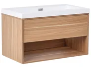 Wandmontierter Waschbeckenunterschrank mit Waschbecken BERBICE Hellbraun_1010542