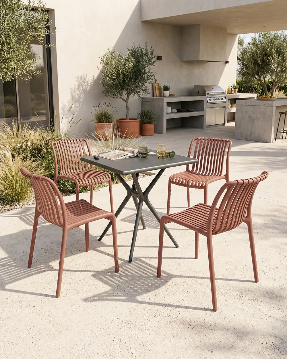 Gartenstuhl 4er Set ARICCIA Hellrot