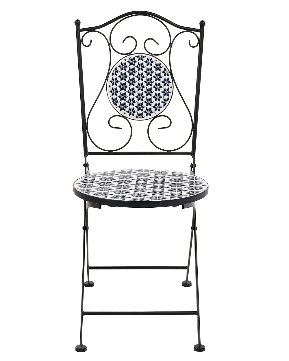 Set of 2 Garden Chairs SIROLO Folding Metal White/ Blue_1155652
