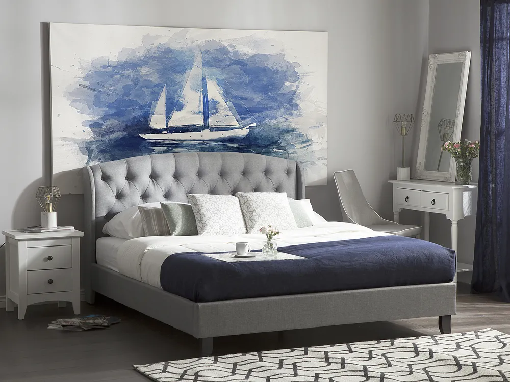 Bett mit Lattenrost Stoff BORDEAUX 160 x 200 cm Hellgrau