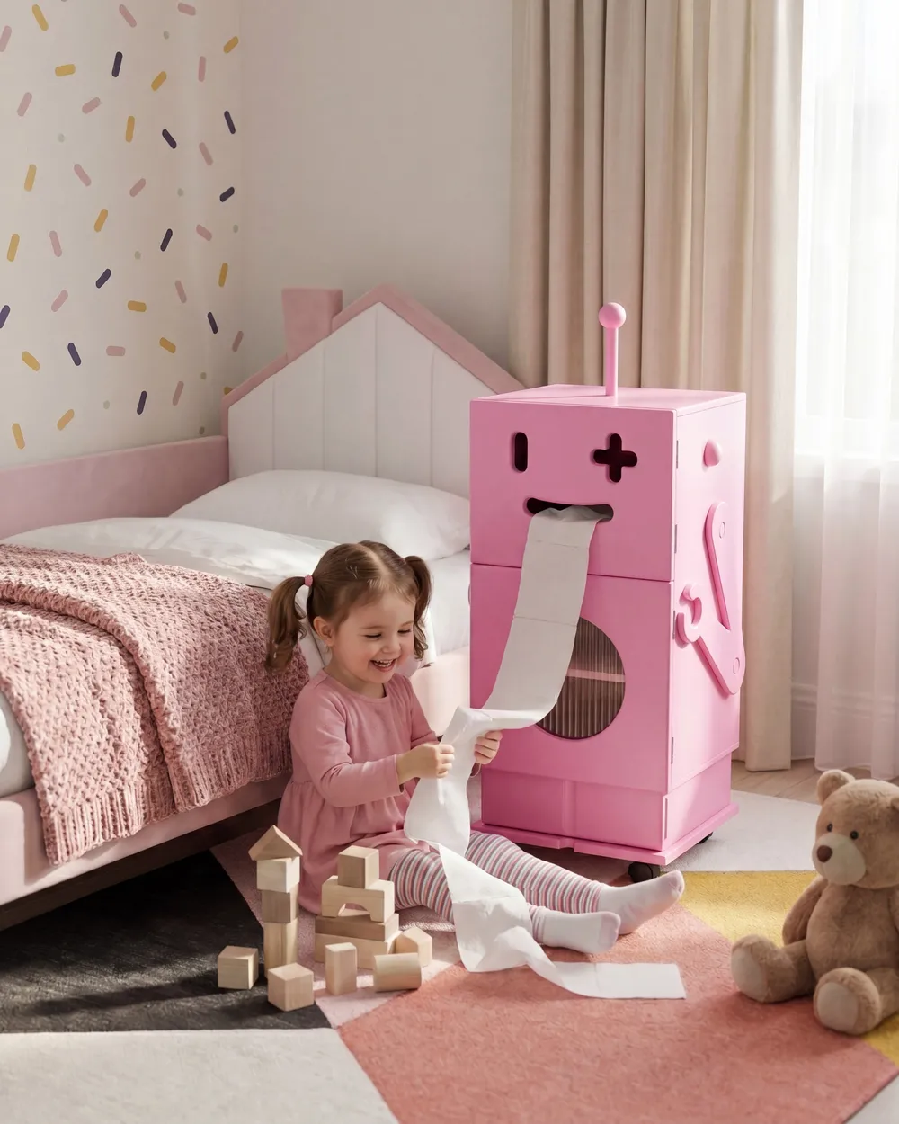 Cabinet EDGAR 89 cm Pink with Wheels_1064629