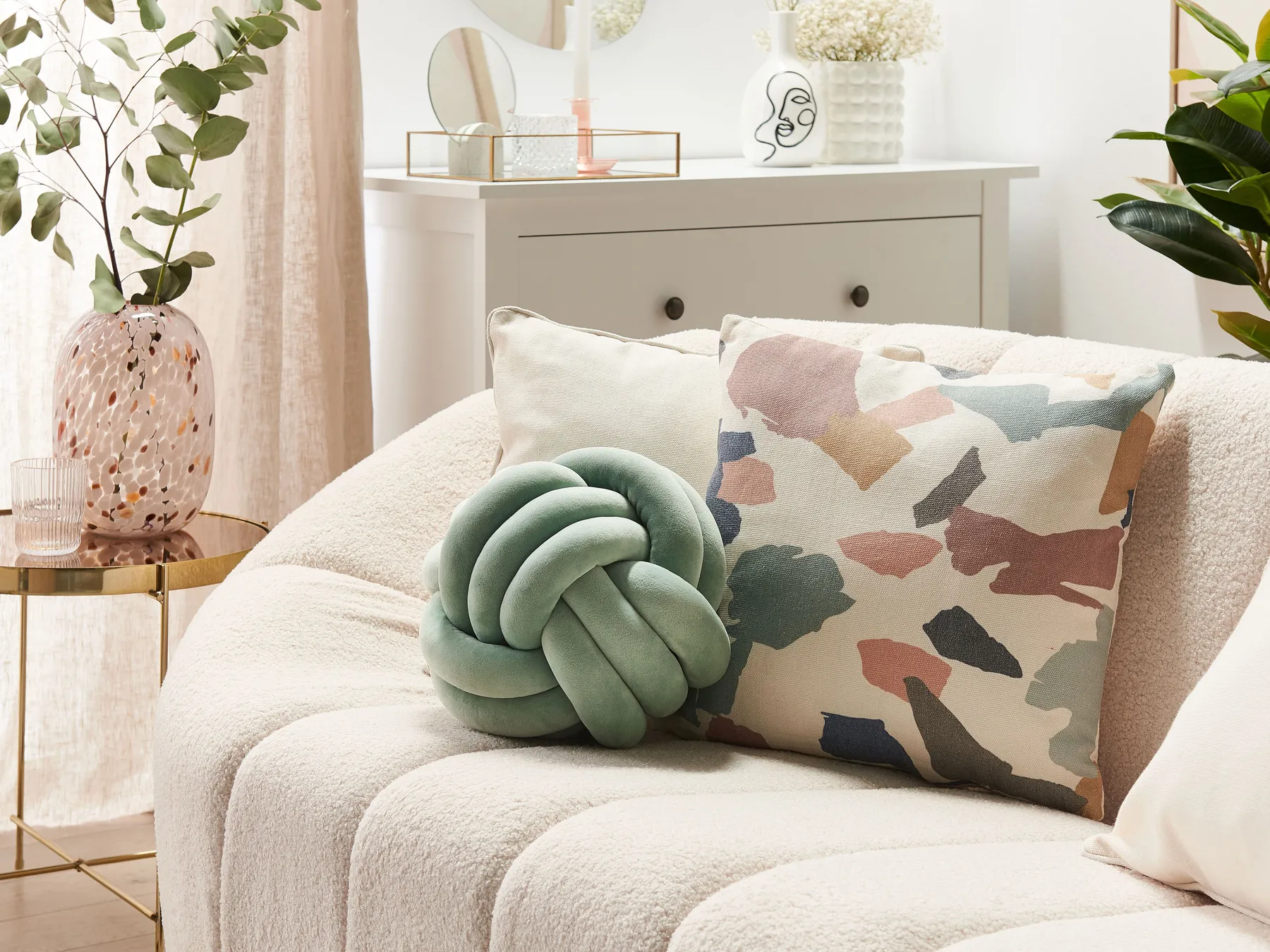 Throw Cushion MALNI 30 x 30 cm Velvet Mint Green Solid_820407