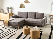 Eckschlafsofa 3-Sitzer NUBORG Chenillegewebe Taupe rechtsseitig_1017447