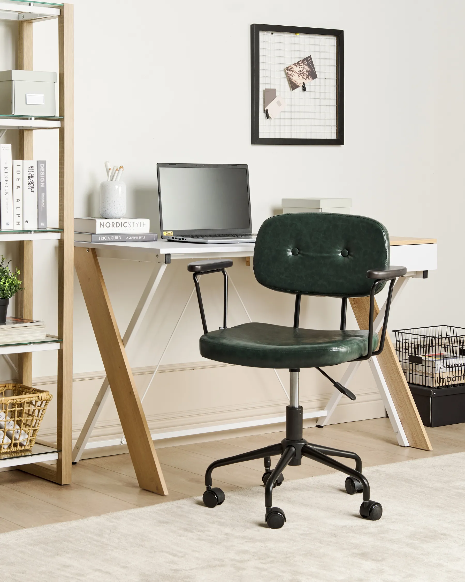 Desk Chair ALGERITA Faux Leather Dark Green_896684