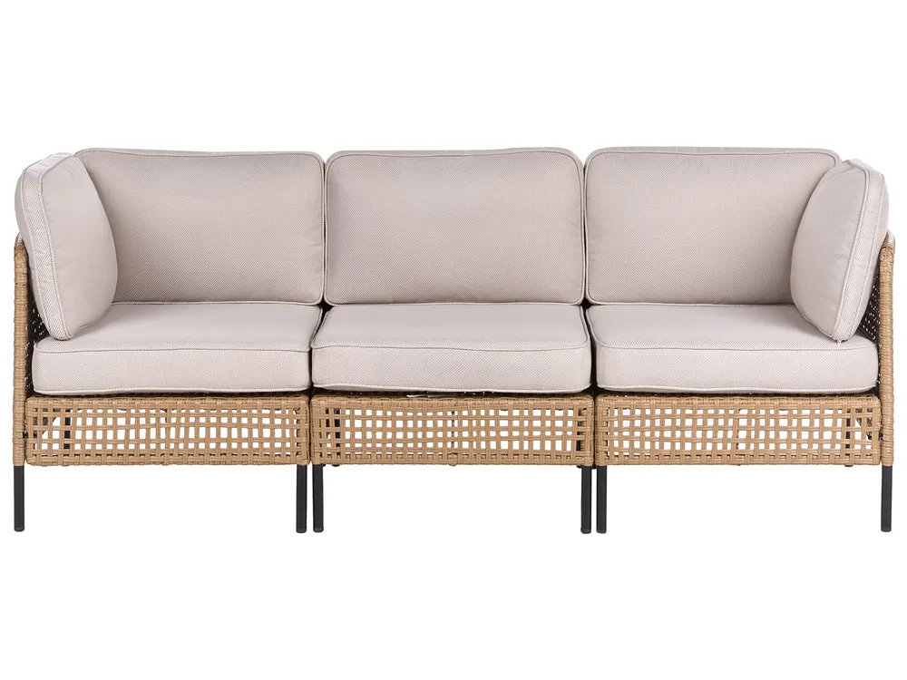 Lounge Set mit Tisch 6-Sitzer OMEGANA modular Polyrattan Hellbeige_1040895