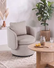 Swivel Armchair HORSENS with Storage Fabric Beige_1063297