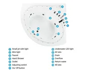 Corner Hot Tub with LED PELICAN 2060 x 1650 mm White_796438