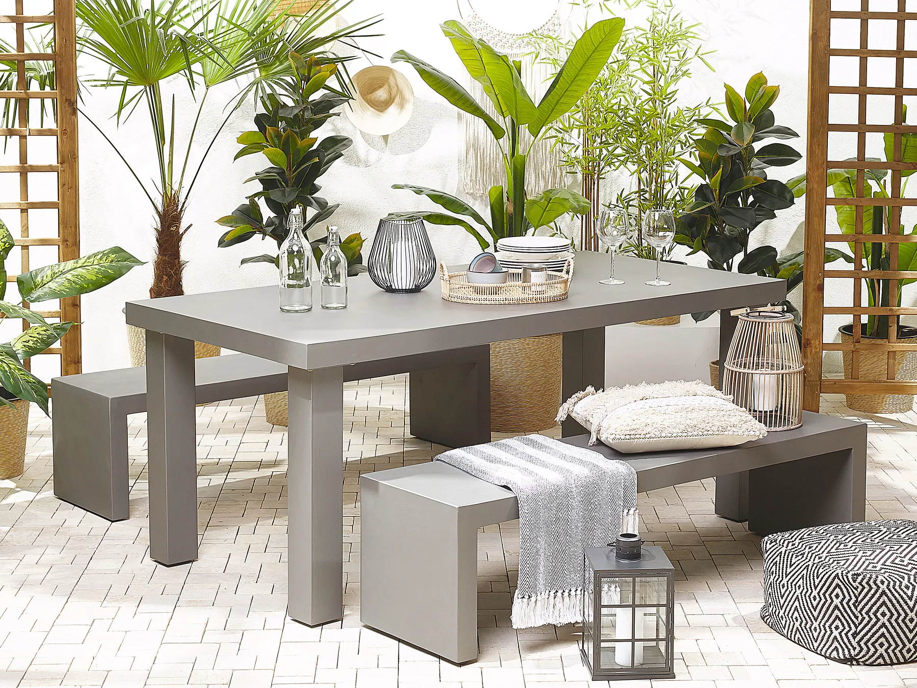Gartenmöbel Set mit Bänken 4-Sitzer TARANTO Beton Grau_775834