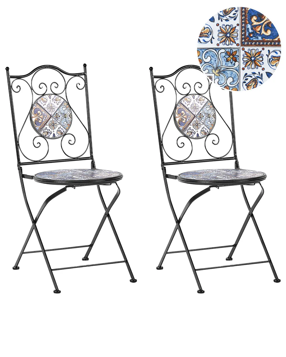 Gartenstuhl 2er Set CIVITA Metall Schwarz