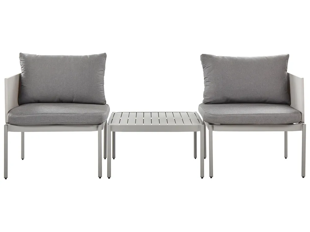 Lounge Set mit Tisch 2-Sitzer TERRACINA Metall Hellgrau