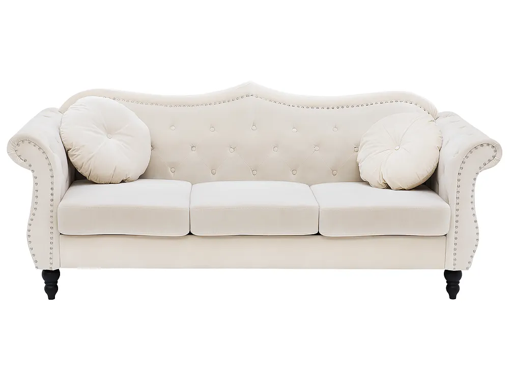 Sofa 3-Sitzer SKIEN Samtstoff Hellbeige