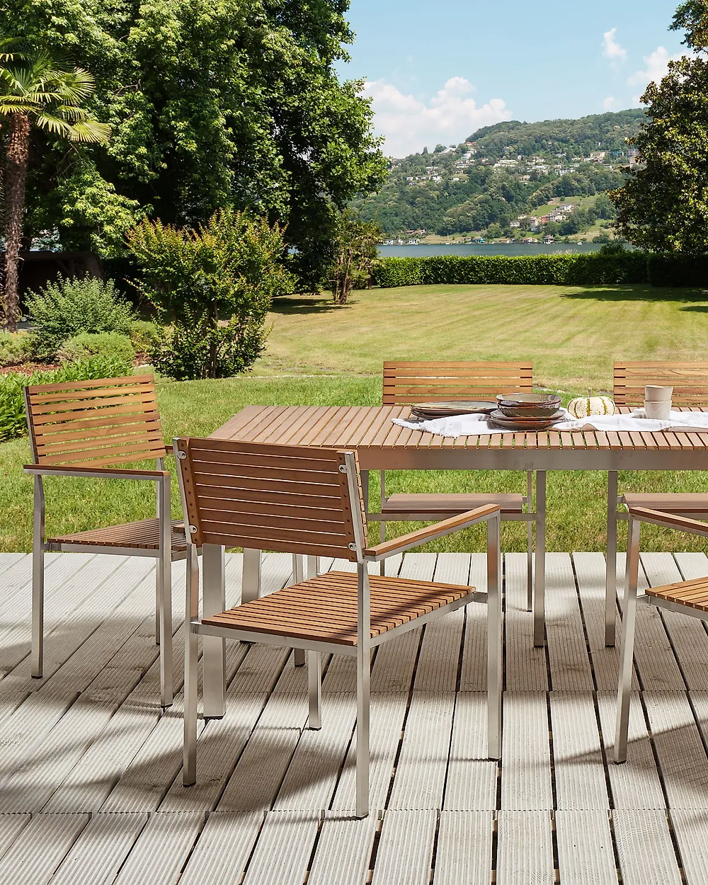 Gartenstuhl 6er Set VIAREGGIO zertifiziertes Teakholz Braun_1182696