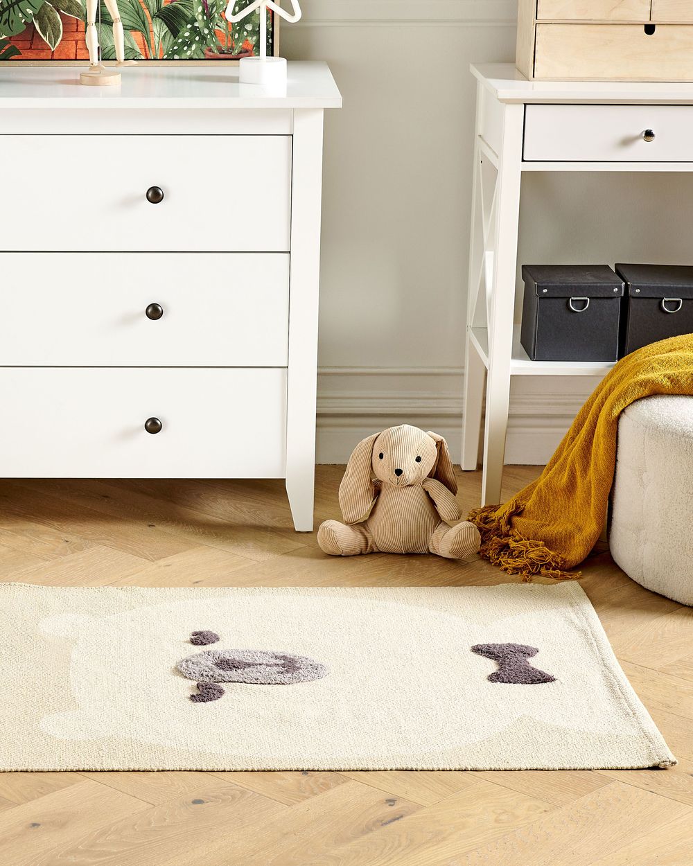 Kids Rug SIMAU Beige 80 x 150 cm Cotton