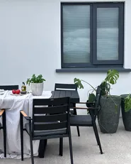 Set mit 4 Stühlen und Sitzkissen TAVIANO Metall Schwarz_1046207