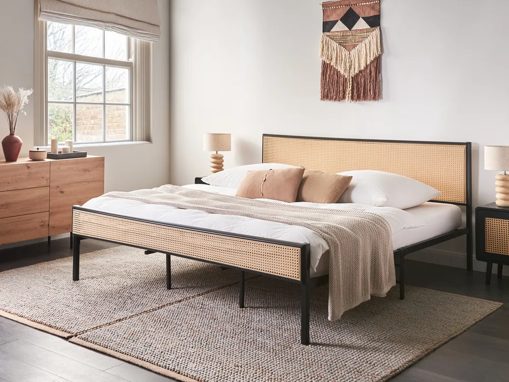 Bett mit Lattenrost Polyrattan AVANTON 180 x 200 cm Schwarz