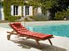 Sun Lounger with Cushion CESANA PREMIUM Reclining Acacia Wood Red
