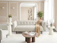Sofa 3 Seater BYSKE Fabric Light Beige_1020411