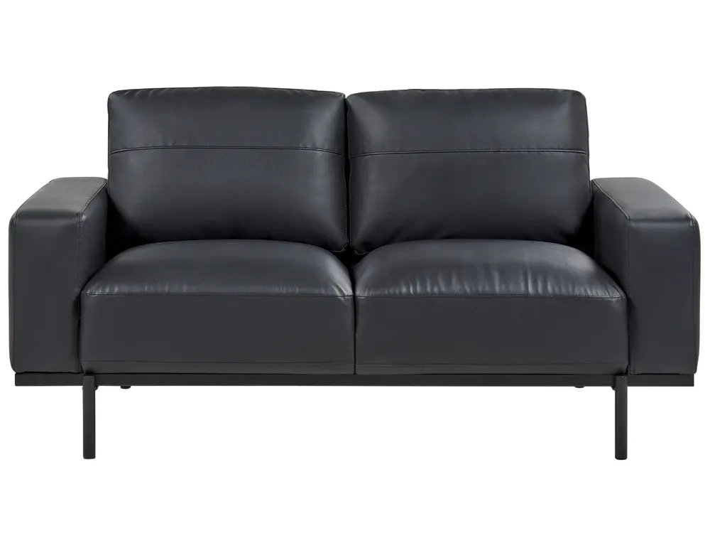 Sofa 2-Sitzer SOVIK Kunstleder Schwarz
