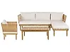 Lounge Set mit Tisch 4-Sitzer CREMONA Akazienholz Hellbraun / Cremeweiß linksseitig