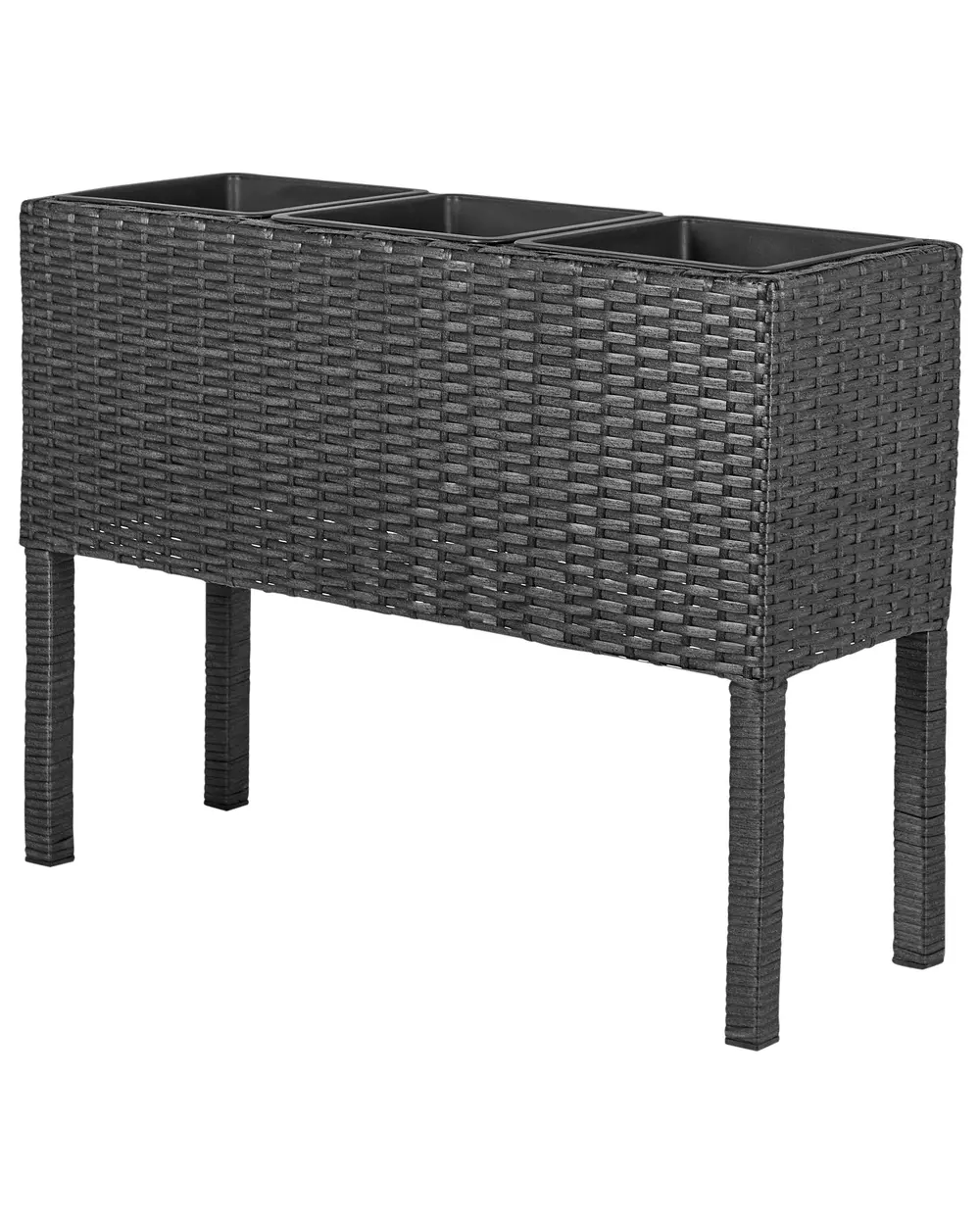 Blumentopf mit Beinen CARAGANA 77 cm Polyrattan Schwarz_914485