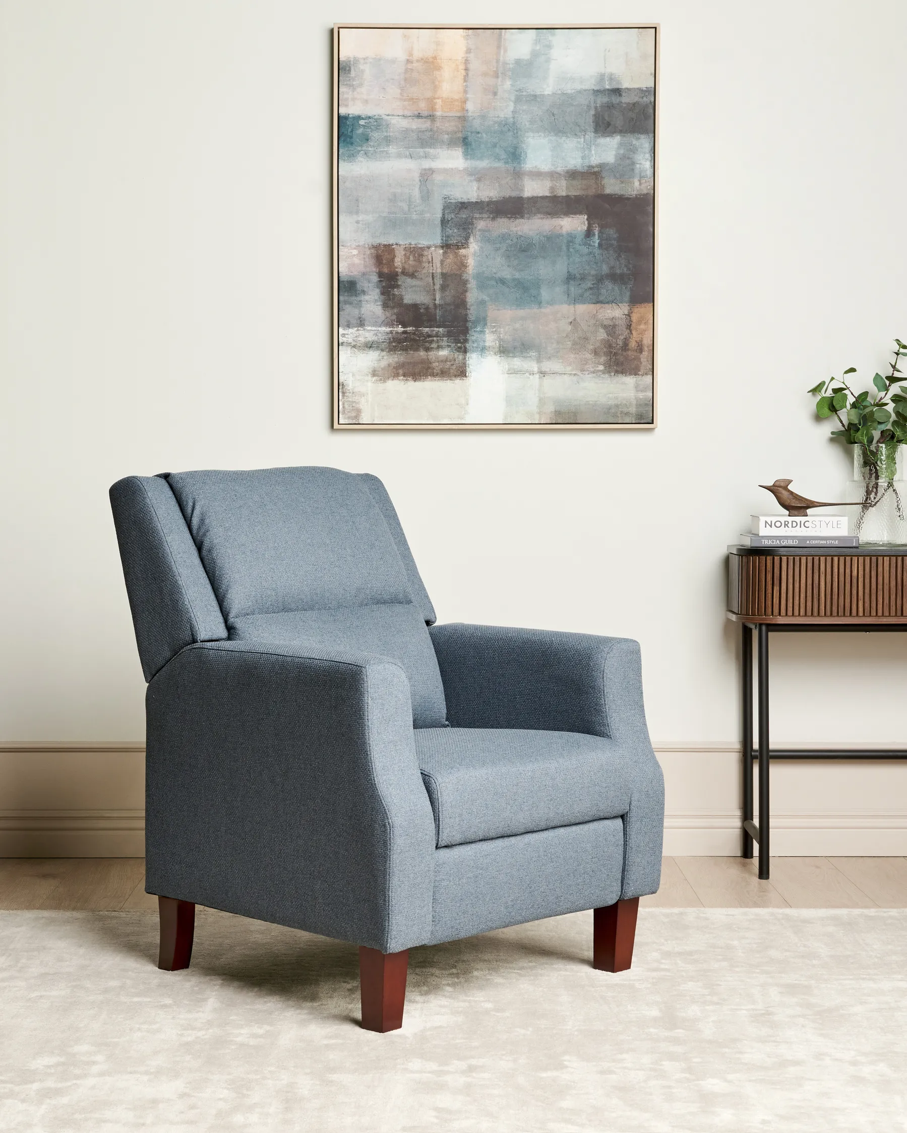 Recliner Chair EGERSUND with Footrest Fabric Dark Blue_896456