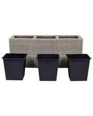 Blumenkübel BELLIS 82 cm Polyrattan Hellbraun_914407